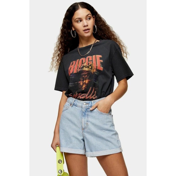 Topshop Roll Cuff Denim Mom Shorts Sz 14 - Picture 7 of 7